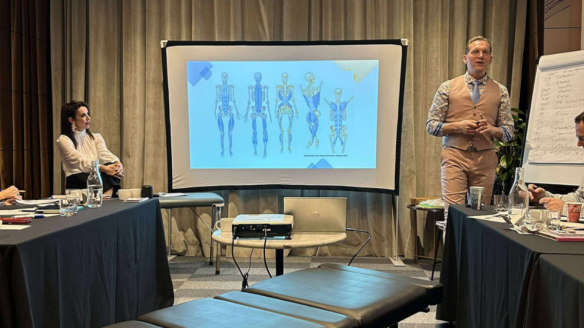 Dr. Don MacDonald and Brandi MacDonald teaching the Shoulder Pelvic Floor Connection seminar for chiropractors